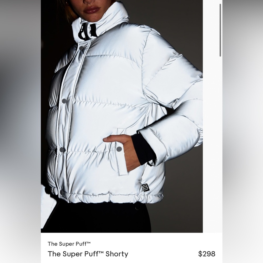 Aritzia Super Puff Shorty Puffer Down Jacket in Silver